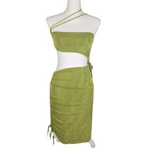 PRINCESS POLLY WOMEN'S IMELDA ONE‑SHOULDER CUTOUT MINI DRESS – US 4 – GREEN